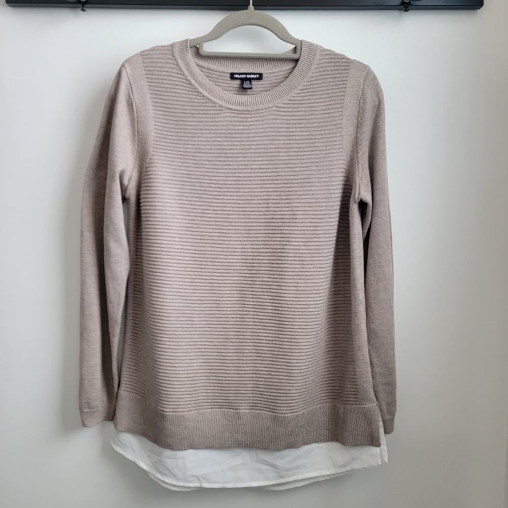 Hilary Radley Taupe Layered Knit Sweather Size L